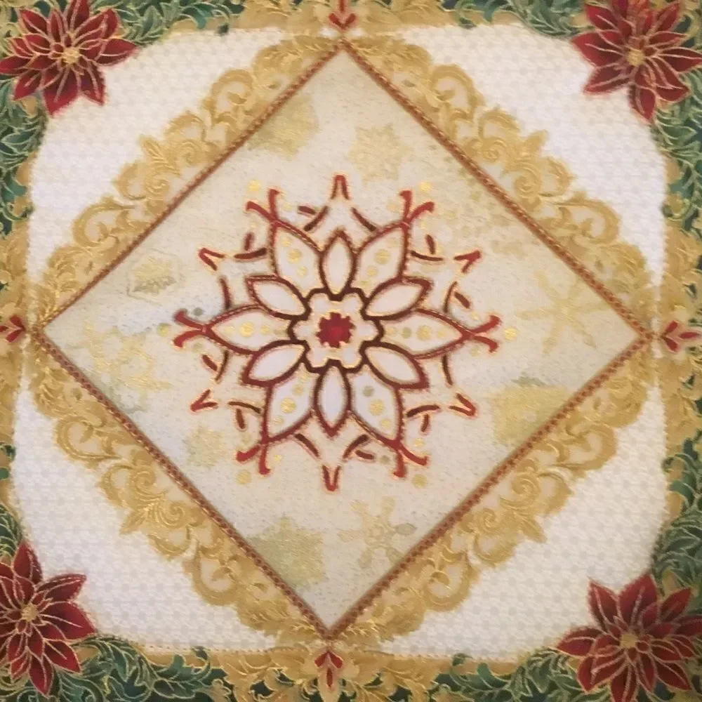 NWT. Hand Crafted Gorgeous Metallic Quilted Holiday Runner.  REVERSIBLE